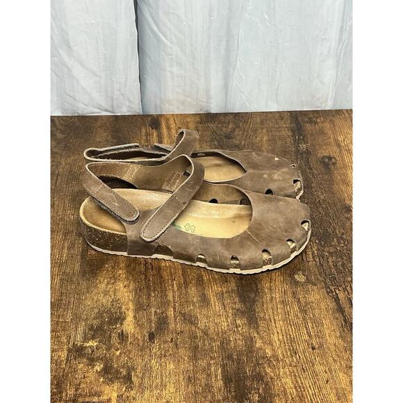 BioNatura SOLO Leather Mary Jane Closed Toe Sandals Size 7/38 Cork Brown - Picture 1 of 14